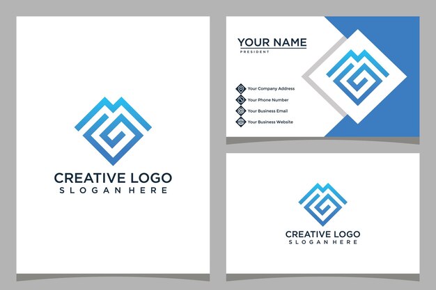 MG letter design logo template and business card design