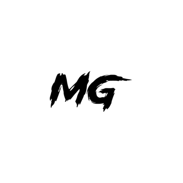 MG монограмма дизайн логотипа буква текст имя символ монохромный логотип алфавит персонаж простой логотип