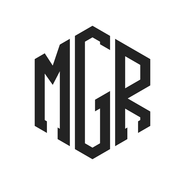ロゴ デザイン MGR イニシャルレター MGR モノグラム ロゴ ヘクサゴン形