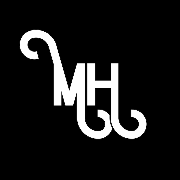 Vector mh letter logo design initial letters mh logo icon abstract letter mh minimal logo design template m h letter design vector with black colors mh logo