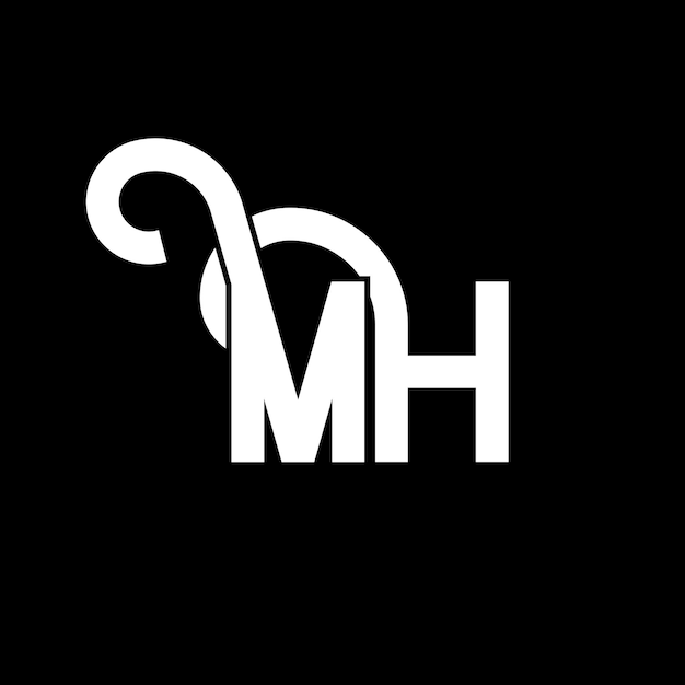 Vector mh letter logo design initial letters mh logo icon abstract letter mh minimal logo design template m h letter design vector with black colors mh logo