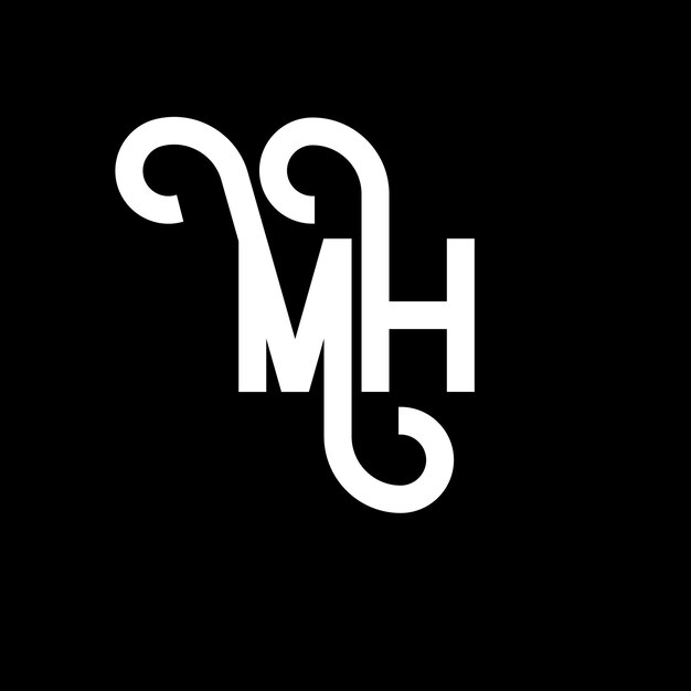 mh letter logo design initial letters mh logo icon abstract letter mh minimal logo design template m h letter design vector with black colors mh logo