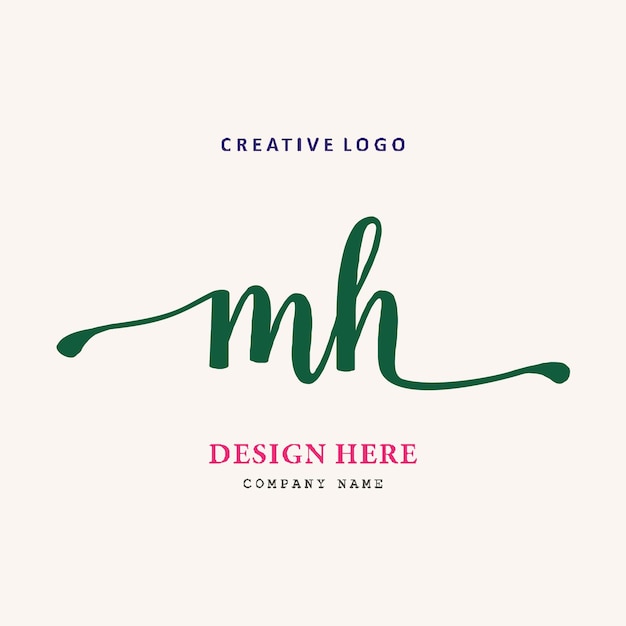 MH lettering logo is simple easy to understand and authoritative