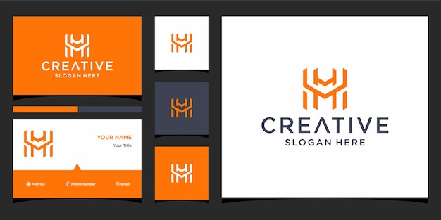 Vector mh logo design with bussines card template