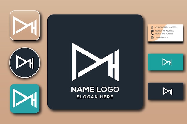 MH monogram logo template color editable