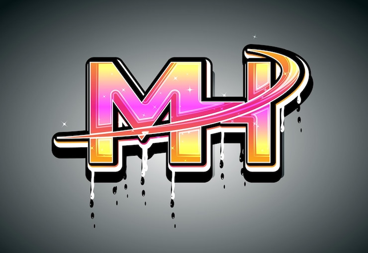 Vector mh swoosh alphabet logo vector