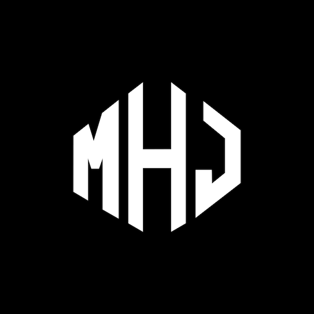 다각형 모양의 MHJ 글자 로고 디자인 MHJ 다각형 및 큐브 모양 로고 디자인MHJ 육각형 터 로고 템플릿 색과 검은색 MHJ 모노그램 비즈니스 및 부동산 로고
