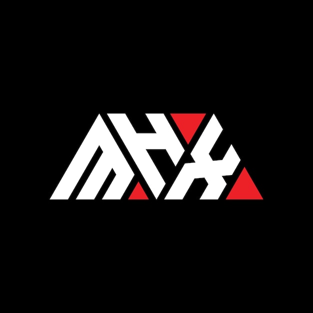 삼각형 모양의 MHX 삼각형 로고 디자인 모노그램 MHX 세각형 터 로고 템플릿과 빨간색 MHX 삼角형 로고 간단하고 우아하고 고급스러운 MHX 로고
