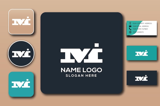 MI monogram logo template vector