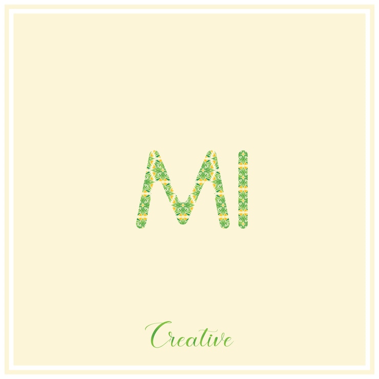 वेक्टर mi natural green logo latter logo design vector illustration creative logo minimal logo monogram