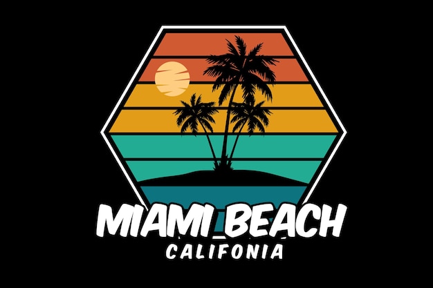 Miami beach california silhouette design retro style