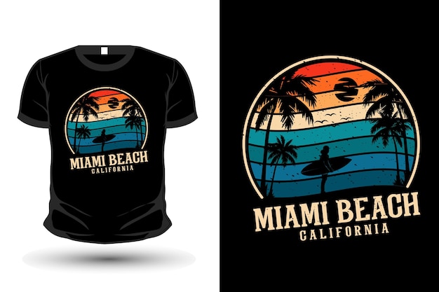 Miami beach californië merchandise illustratie mockup t-shirt ontwerp