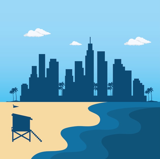 miami beach cityscape scene vector illustration design