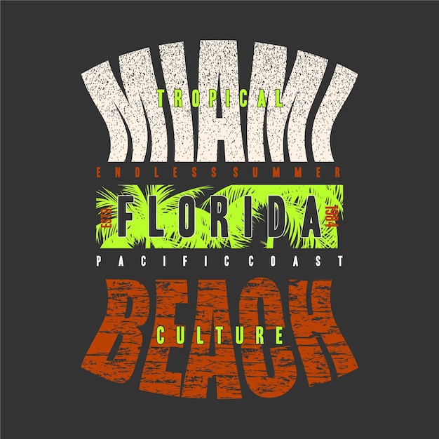 마이애미 비치 플로리다 열대 일몰 서핑 라이더 티셔츠 인쇄 그래픽 및 기타 사용