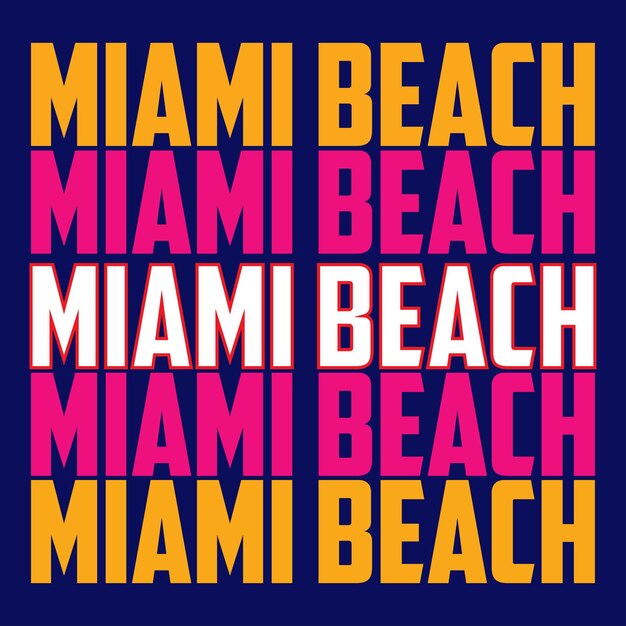 マイアミ・ビーチ・タイポグラフィー 夏の熱帯Tシャツ グラフィックプリント ベクター パームの葉 イラスト