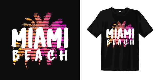 Miami beach with palm for print t shirt