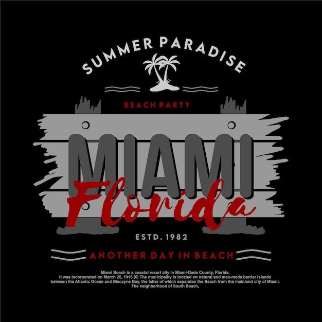 Miami florida nome plancia grafica astratta t shirt stampa vettoriale e altri usi