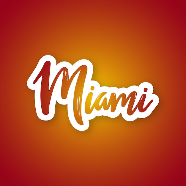 Miami sticker met letters in papier gesneden stijl.