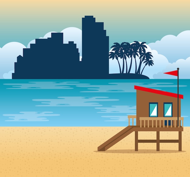 Miami strand stadsgezicht vector illustratie ontwerp