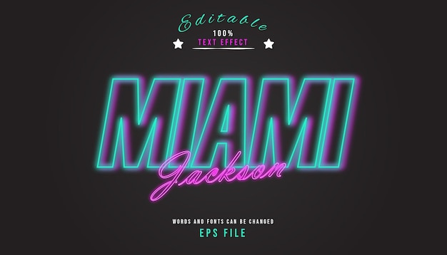 Vector miami text effect editable