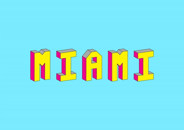 Miami text with 3d isometric effect