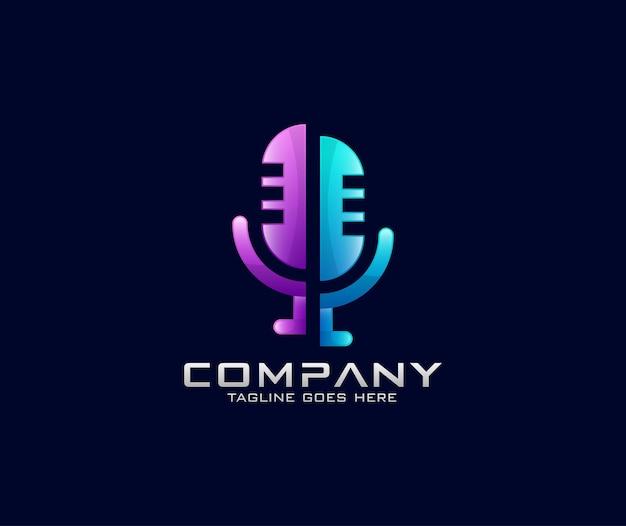 Vector mic audio podcast logo-ontwerp