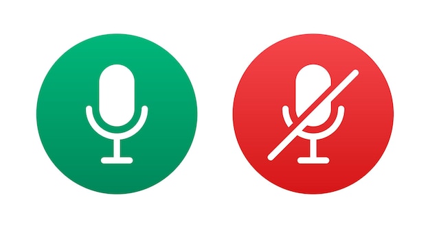 Vector mic button icon. microphone icon. mute and unmute audio microphone.