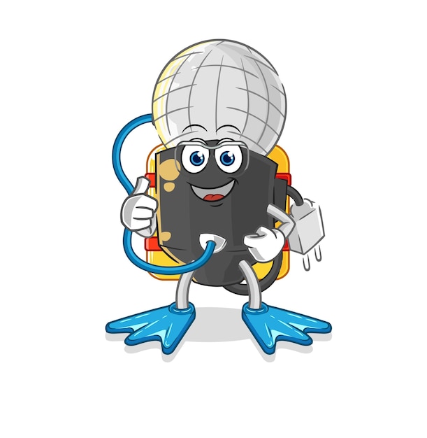 Mic diver cartoon cartoon mascot vector