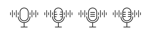 Vector mic icon microphone signs voice symbol audio record symbols radio podcast speech broadcast speaker icons black color vector sign