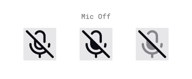 Mic off icons set