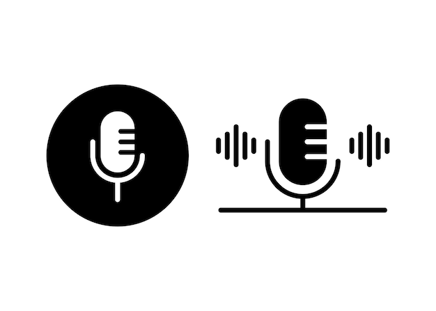 Modello di progettazione del logo dell'icona del podcast del microfono illustrazione isolata