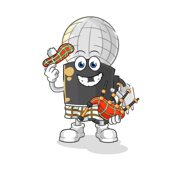 Mic scottish with bagpipes vector cartoon character