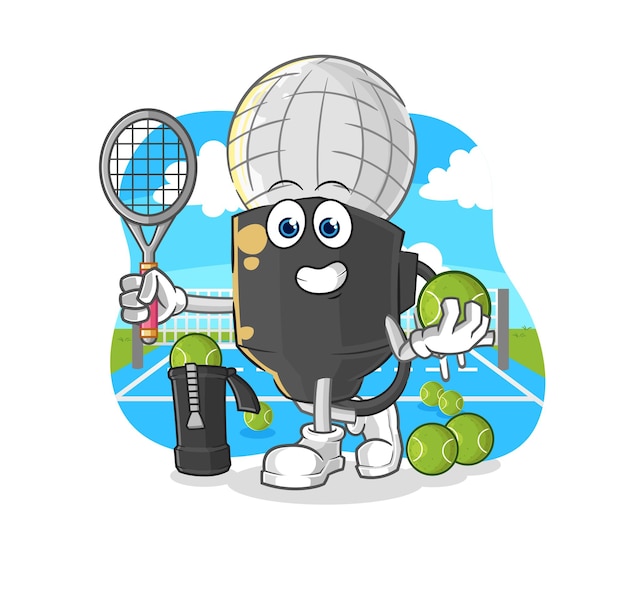 Mic speelt tennis illustratie karakter vector