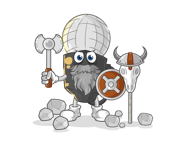 Mic viking met een bijl illustratie karakter vector