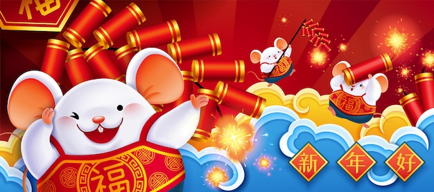 Mice lighting up firecrackers