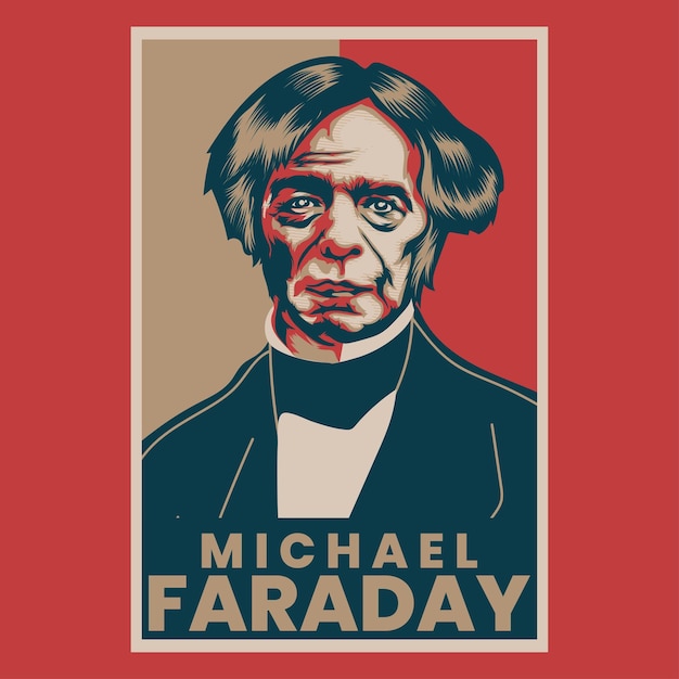 Vettore michael faraday retro poster illustrazione vettoriale