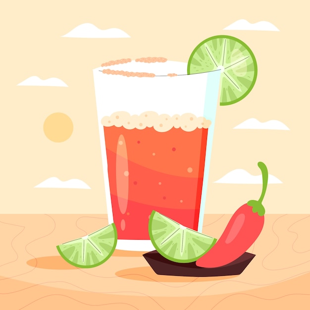 Vector michelada illustration in hand drawn style