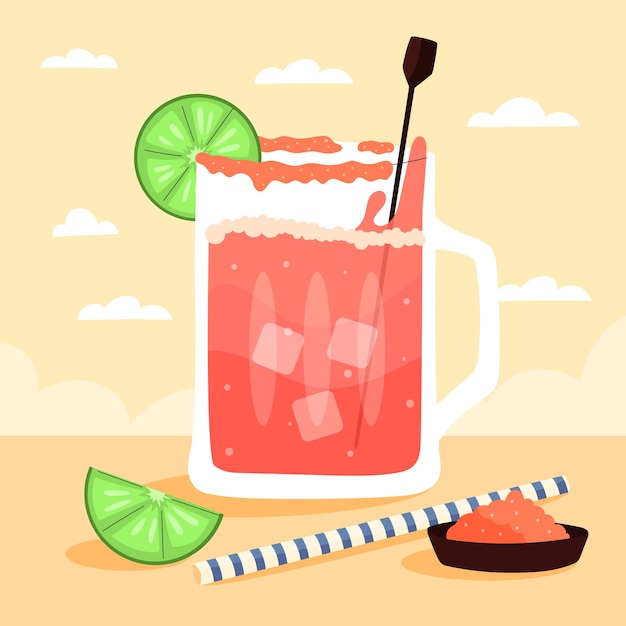 Vector michelada illustration in hand drawn style