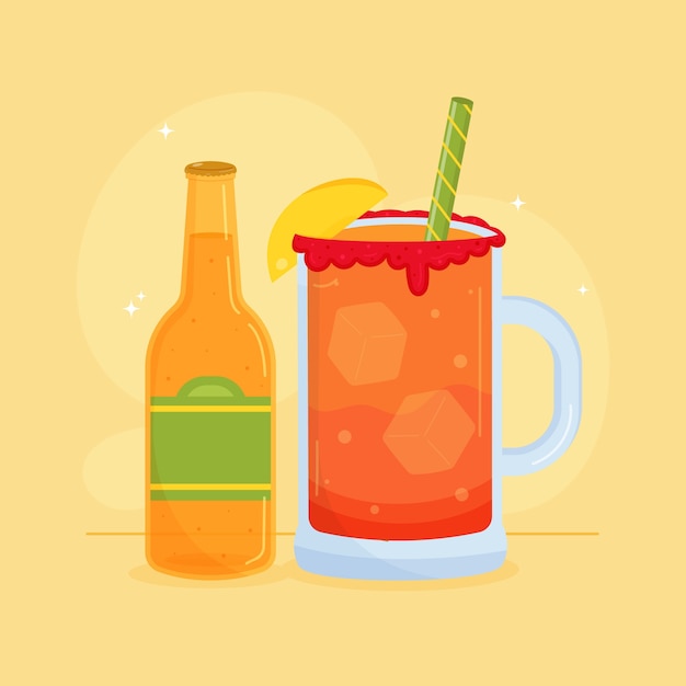 Vector michelada illustration in hand drawn style