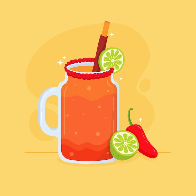 Vector michelada illustration in hand drawn style