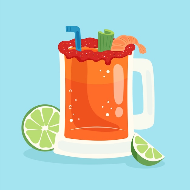 Vettore illustrazione di michelada in stile disegnato a mano