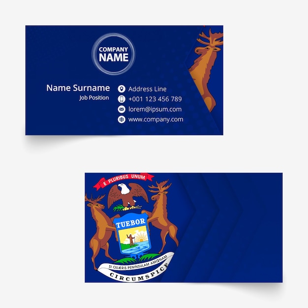 Michigan Flag Business Card standard size 90x50 mm business card template with bleed under the clipping mask