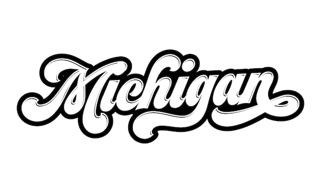 Michigan hand lettering design calligraphy vector Michigan text vector trendy typography design