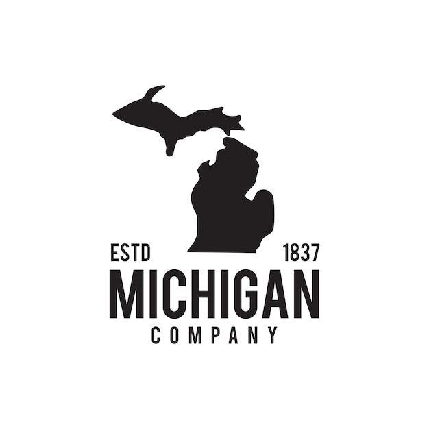 Michigan kaart omtrek kaart logo ontwerp