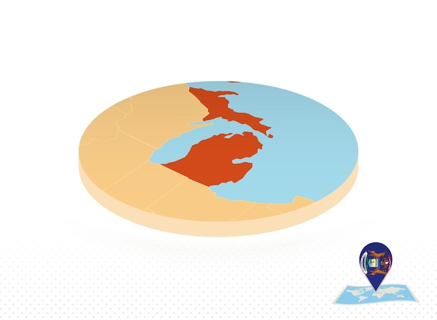 Mappa dello stato del michigan progettata in stile isometrico mappa circolare arancione