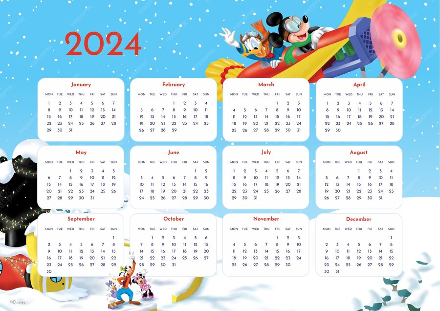 Mickey Mouse 2024 Calendar Premium Disney template