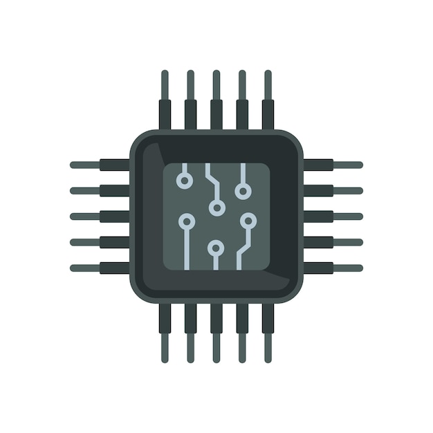 Micro cpu icon flat vector Computer digital Core data isolated