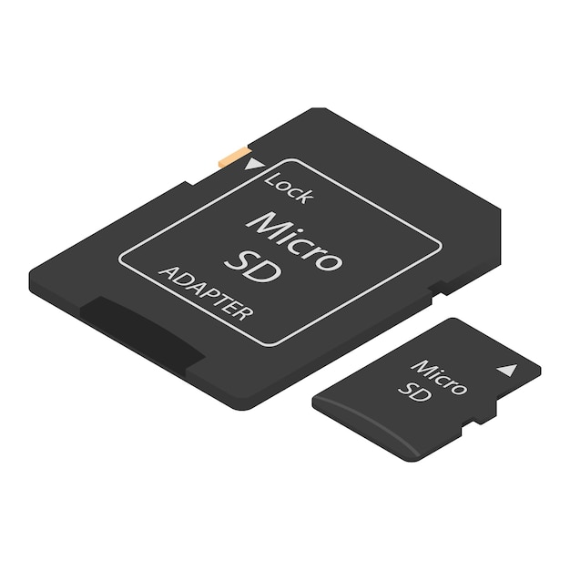 Иконка флэш-памяти Micro SD Изометрическая иконка вектора флэш-памяти Micro SD для веб-дизайна выделена на белом фоне