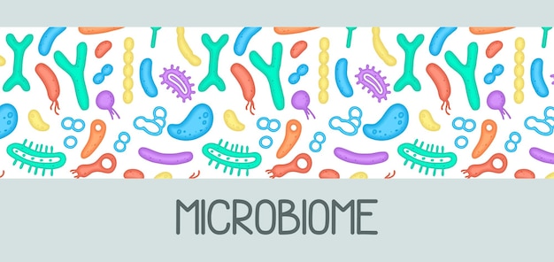 細菌のマイクロバイオーム イラスト ベクター画像 Gastroenterologist Bifidobacteria lactobacilli