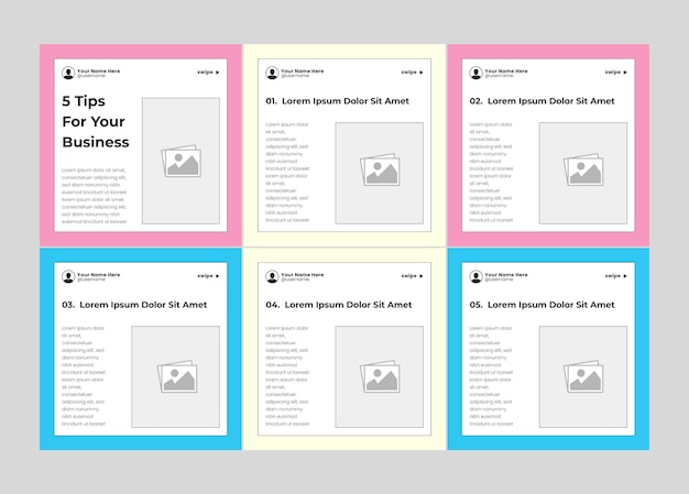 microblog carousel slides template for social media tips sharing instagram carousel template